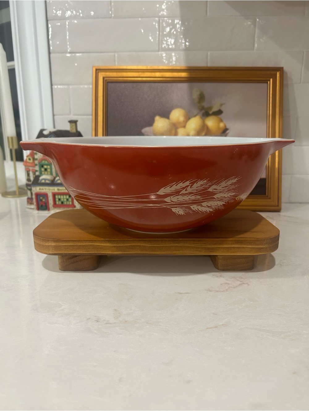 Vintage Pyrex 444 Wheat Cinderella Mixing Bowl 4 Qt Rust Orange
